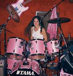 Anne on drums